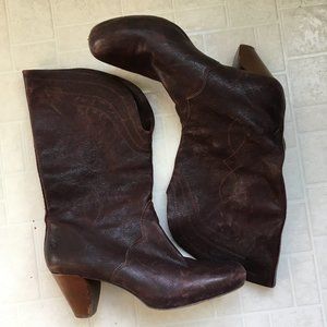 Frye Lisa stitch pull-on leather boots, size 10